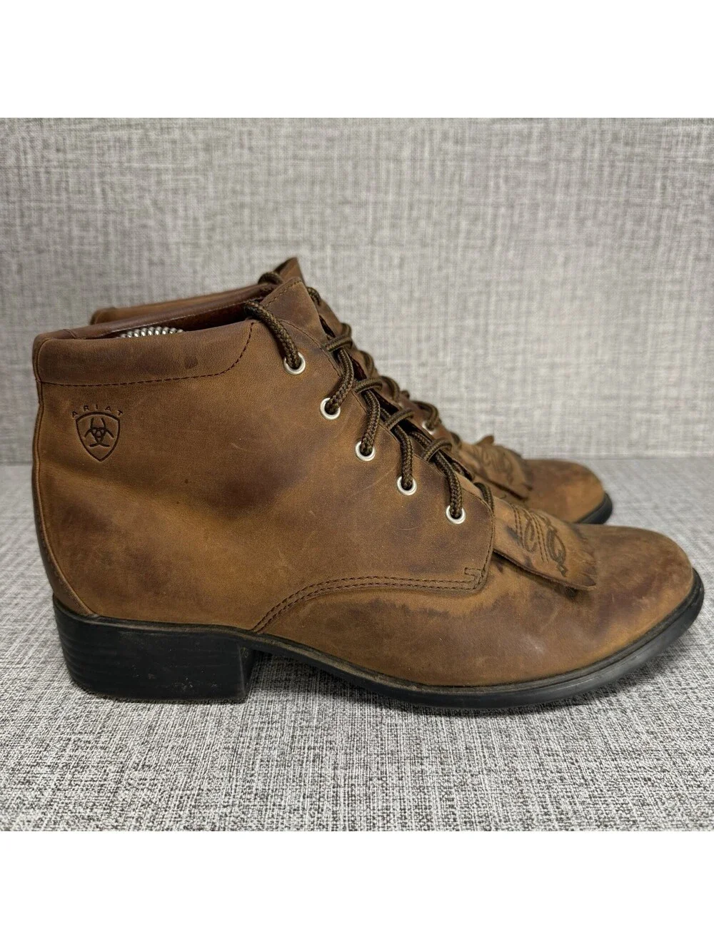 Ariat Boots Womens 9.5 B M Heritage Lacer Kiltie Brown Leather Lace-Up Western